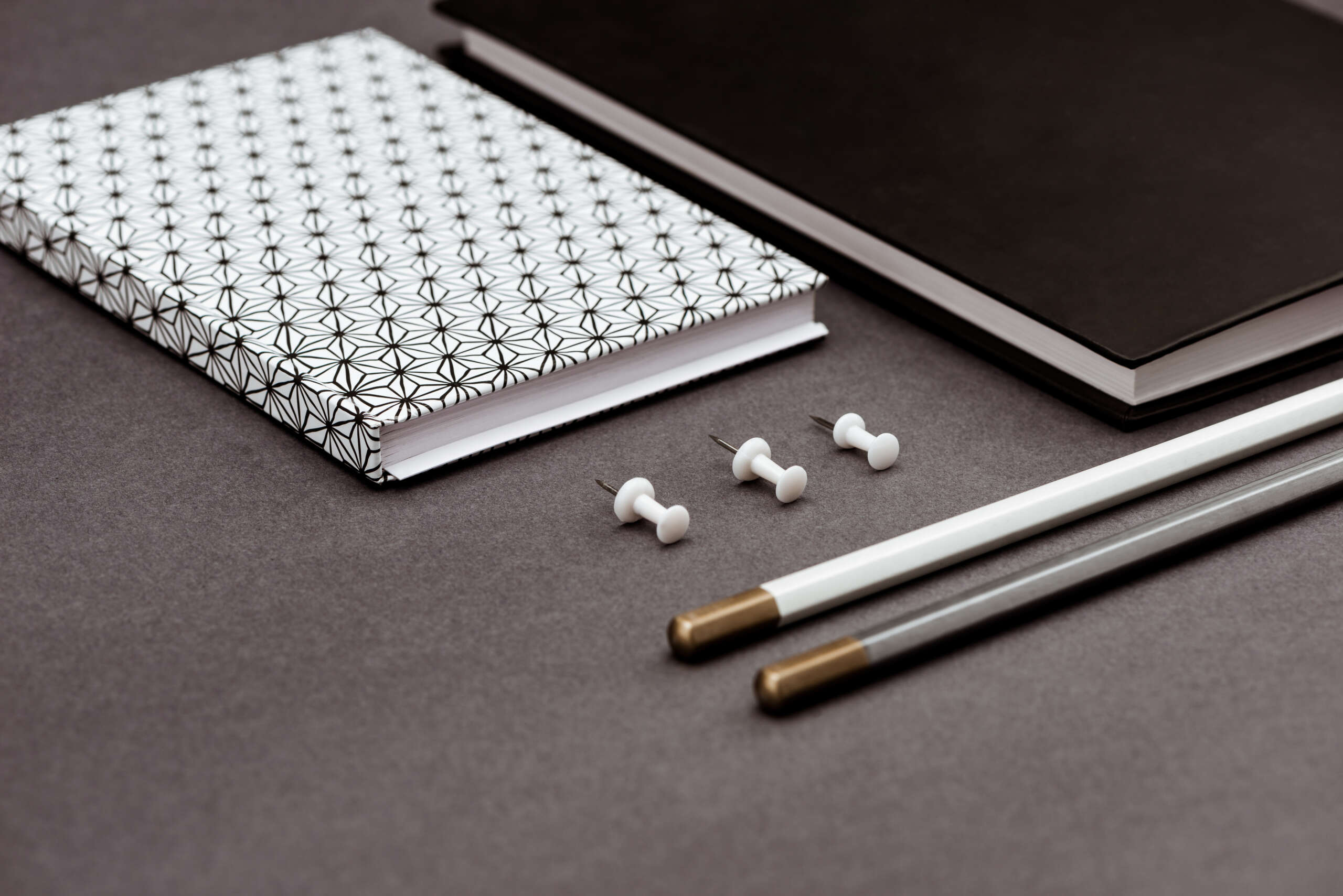 stationery on grey table. office stuff.