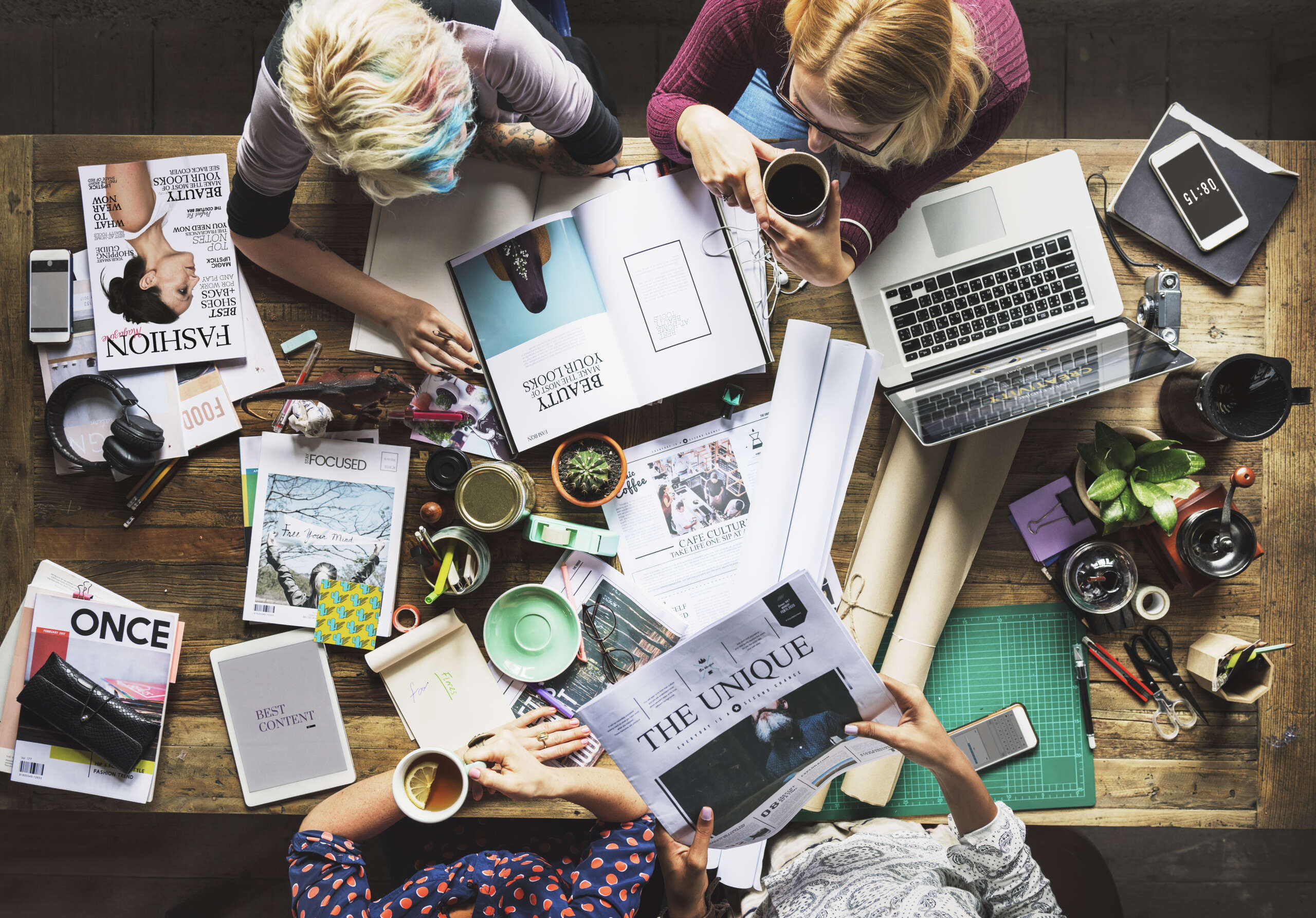 colleagues working at a desk